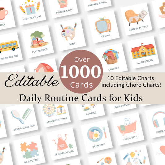 Daily Routine Cards Visual Schedule Toddler Routine Chart for Kids Chore Chart Daily Rhythm Checklist Montessori Preschool Activity EDITABLE